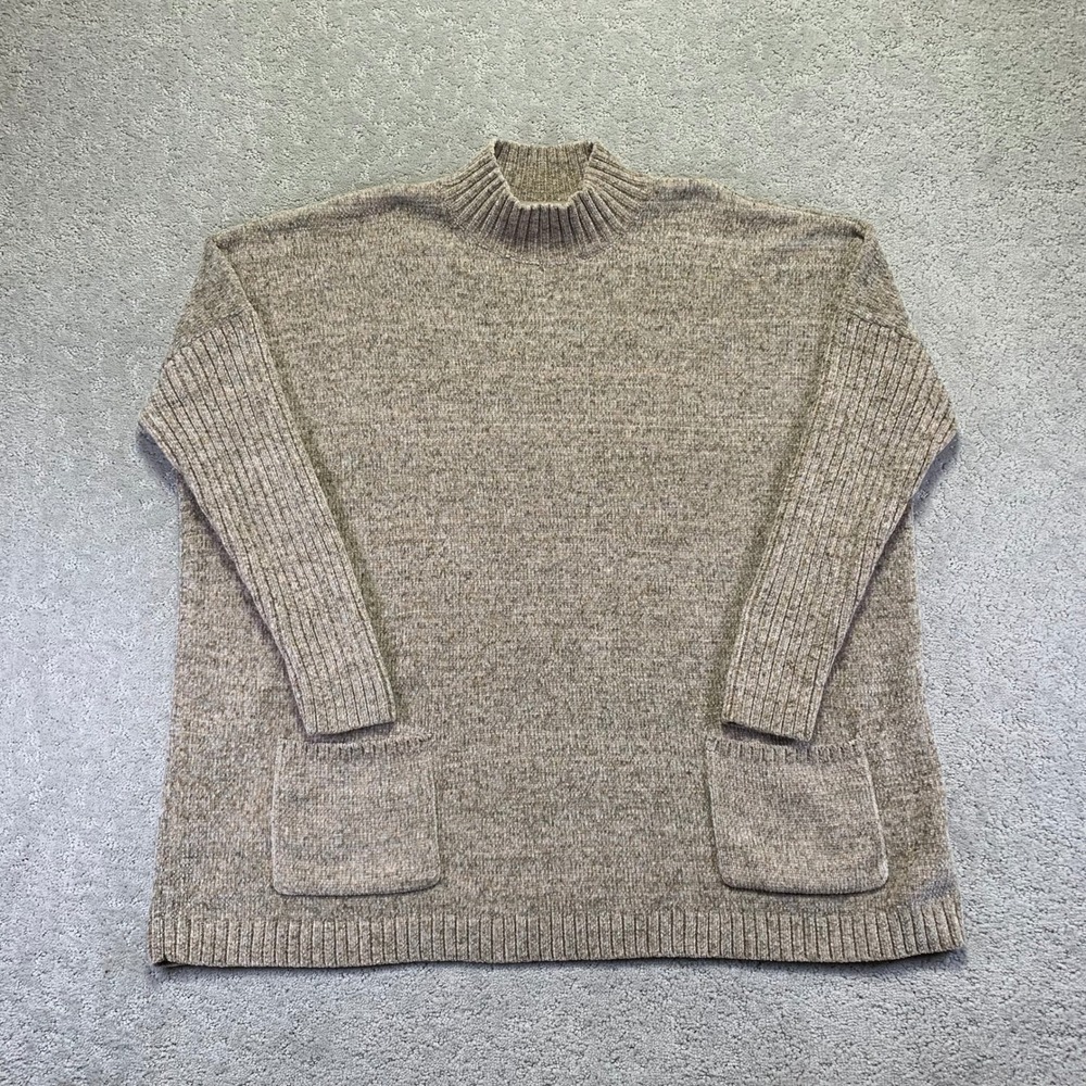 J. Jill Chenille Sweater Womens Large Tall Mock Neck Pullover Pockets Soft